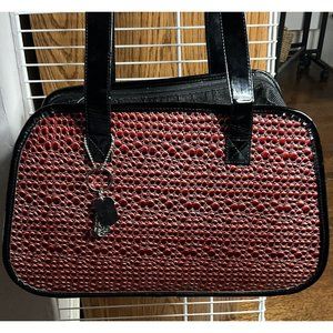 Faux Croc Dark Red Vegan Leather Pet carrier